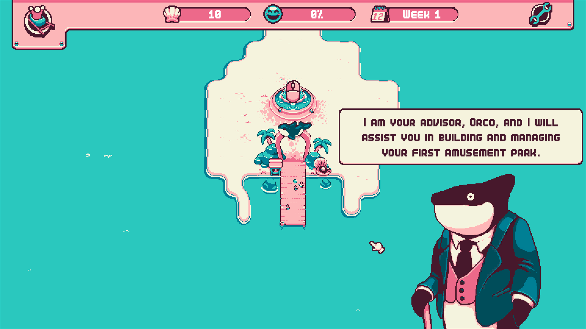 I am your advisor, Orco, and I will be building and managing your first amusement park.