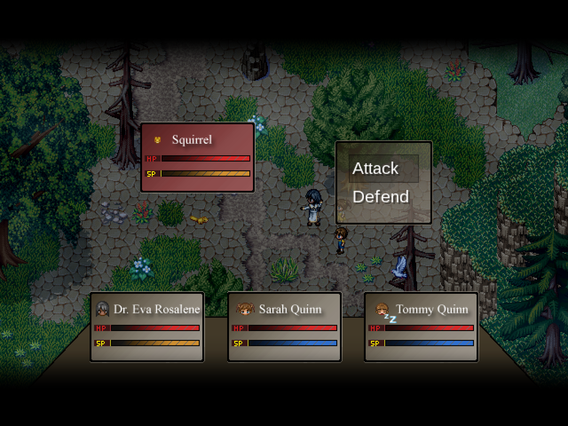 A parody of RPG turn-based combat.